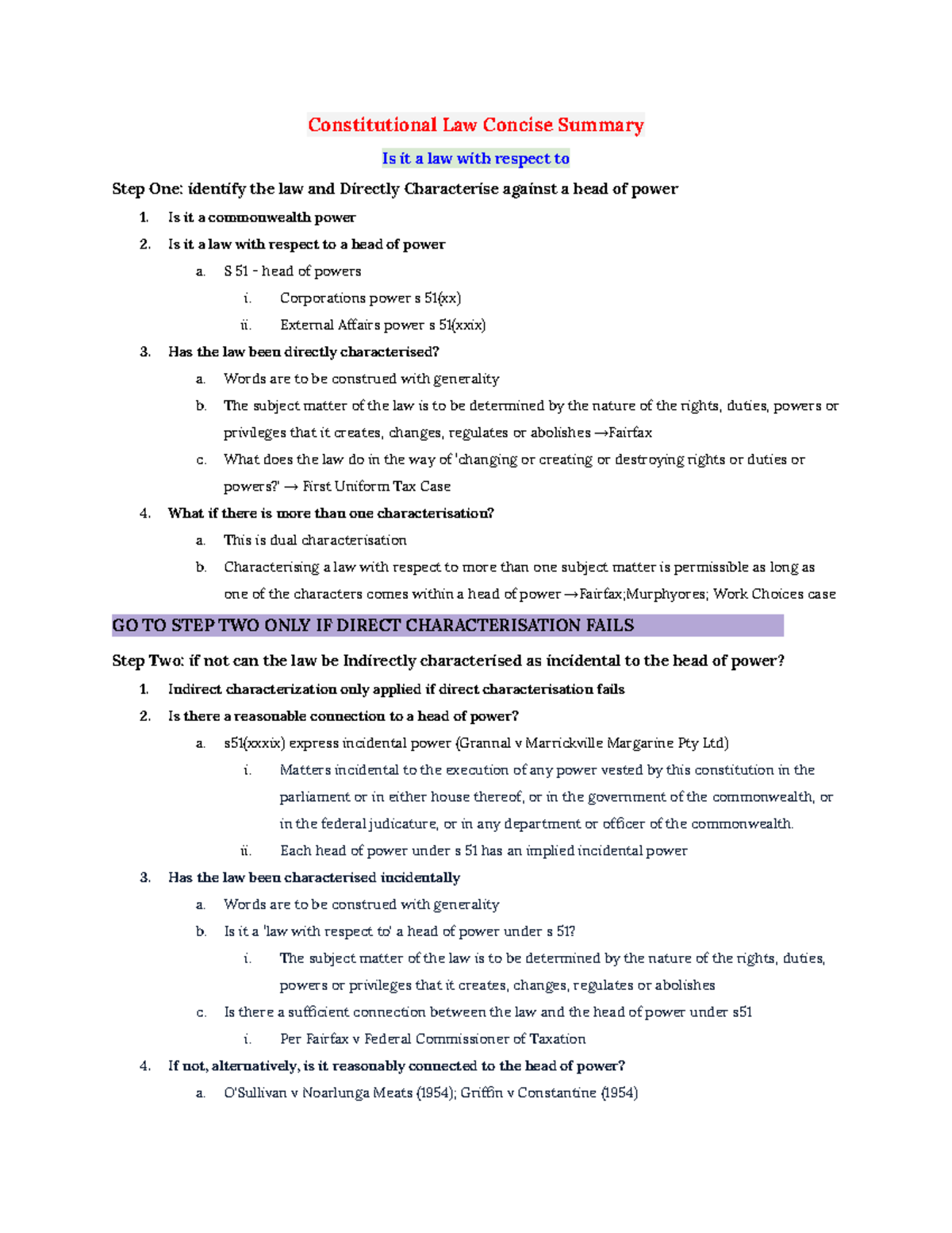 Constitutional Law Exam Notes (LAW101) - Studocu