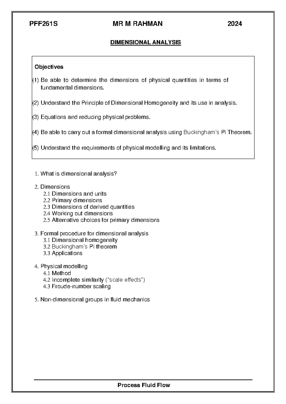 Dimensional Analysis - practice material - Objectives (1) Be able to ...