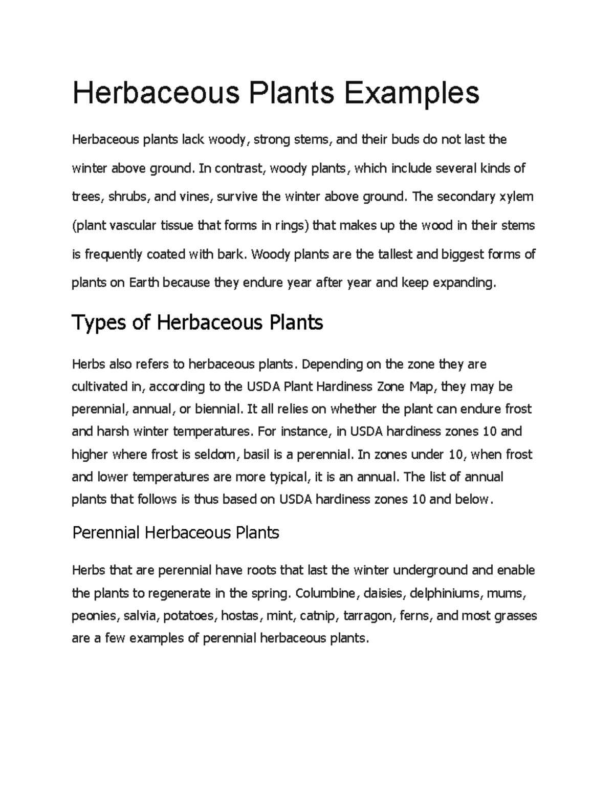 Herbaceous Plants: Types and Examples - A Complete Guide - Studocu