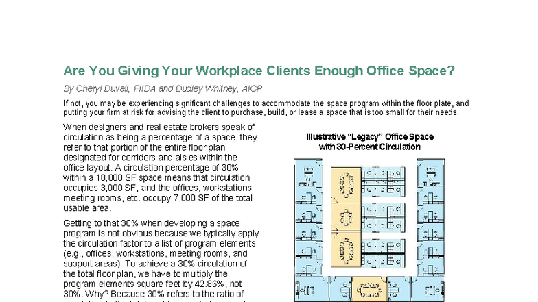 Circulation Area Analysis for Office Space Planning - Document Preview