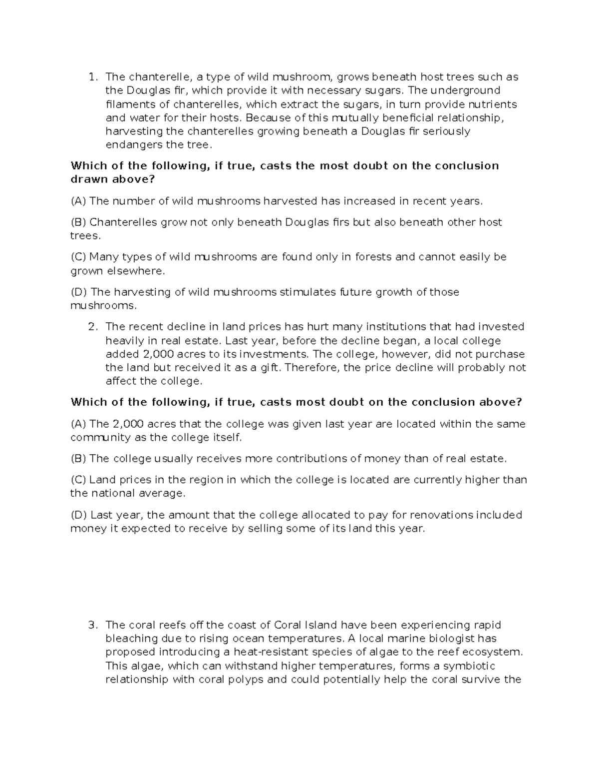 Critical Thinking Mock Test: Analyzing Arguments and Assumptions - Studocu