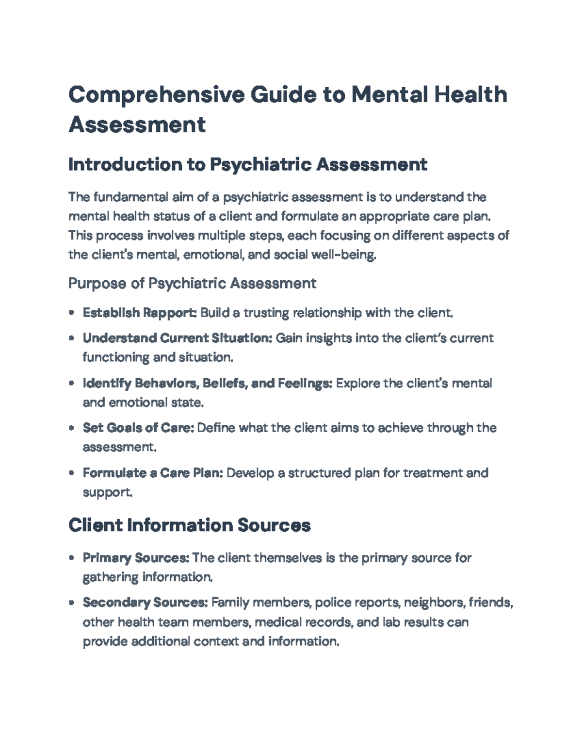 Comprehensive Guide to Psychiatric Assessment Techniques ...