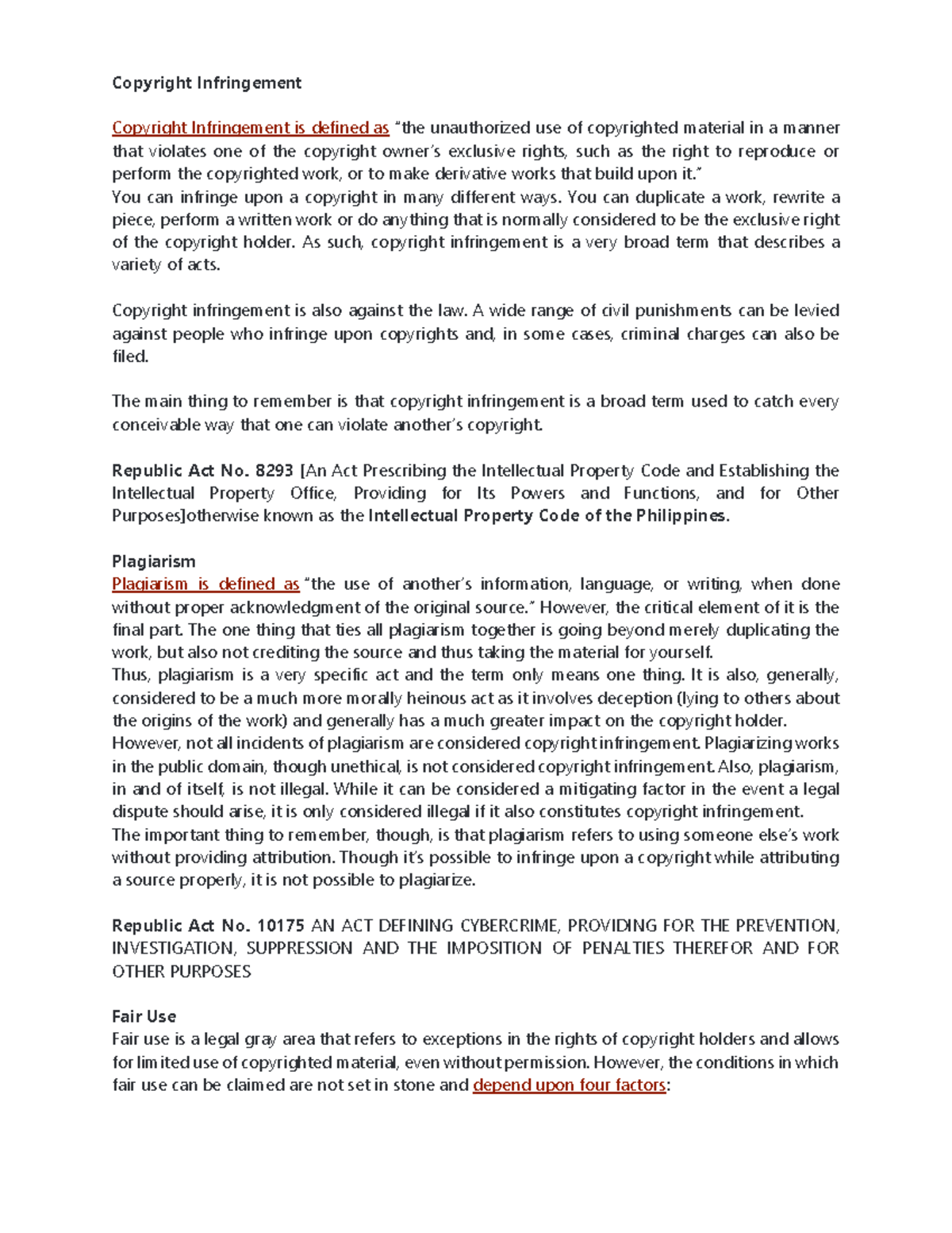 MIL - Module 6: Understanding Copyright, Fair Use, and Plagiarism - Studocu