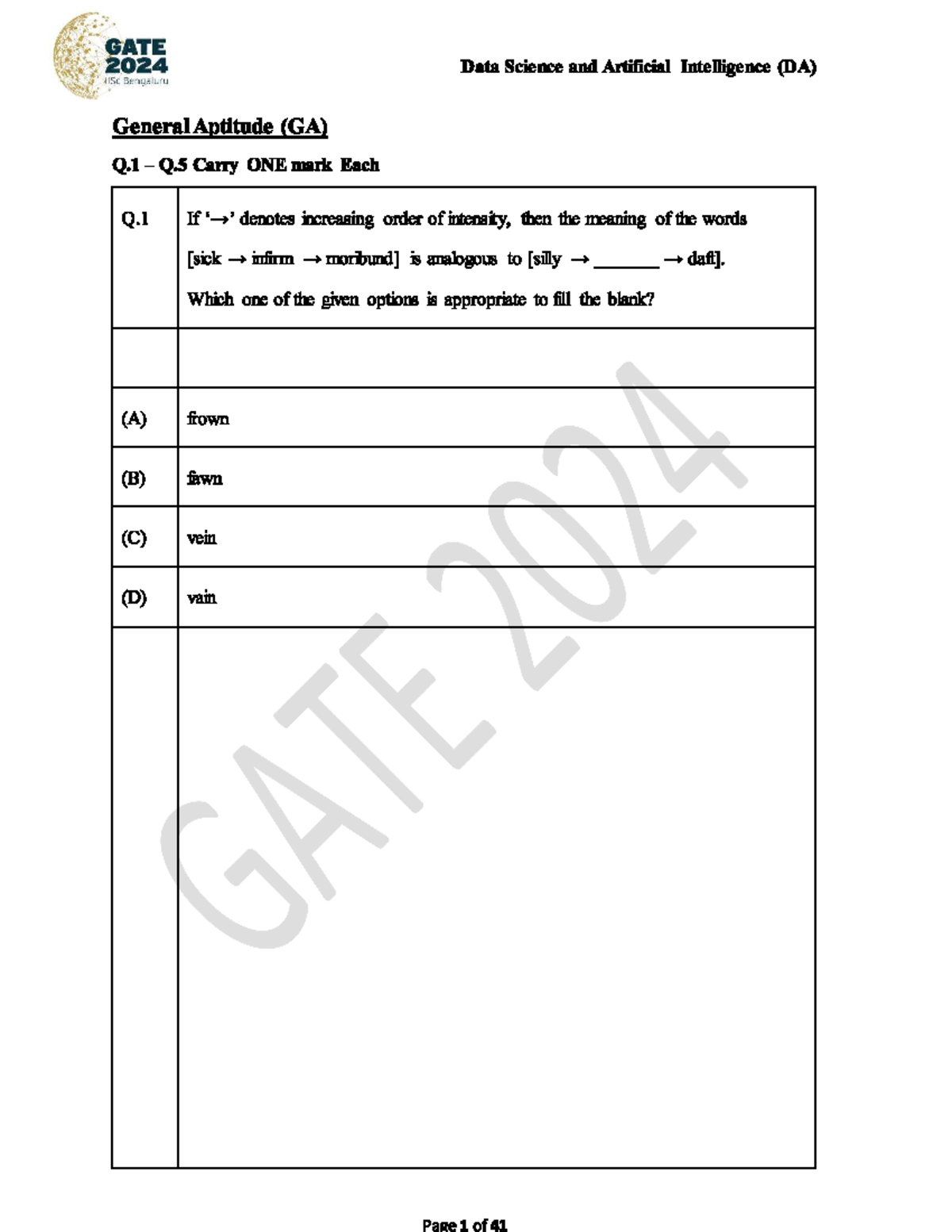 DA2024 - its a DA pyq of gate - GATE 2024 Data Science and Artificial ...