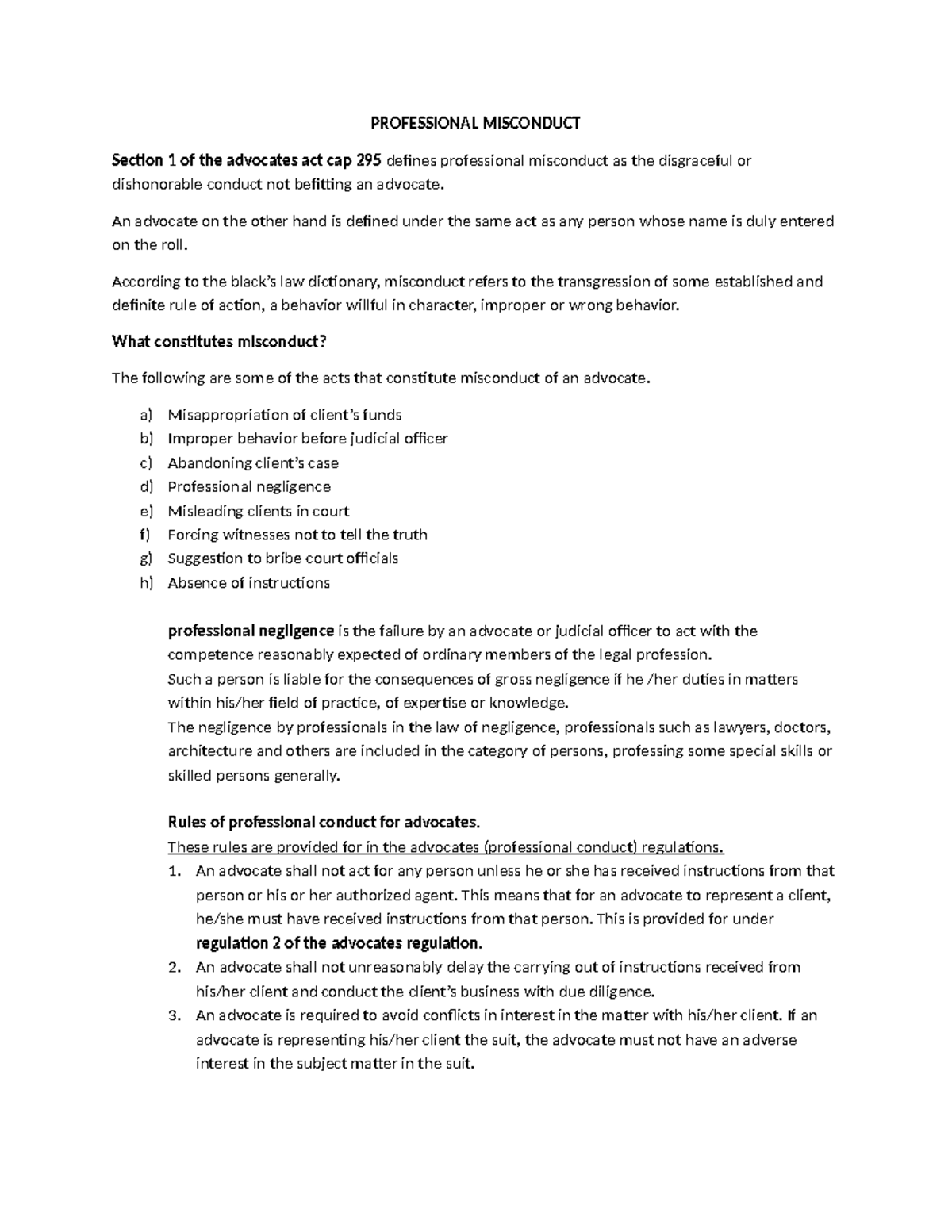 Professional Misconduct in Advocacy: Understanding Regulations and ...