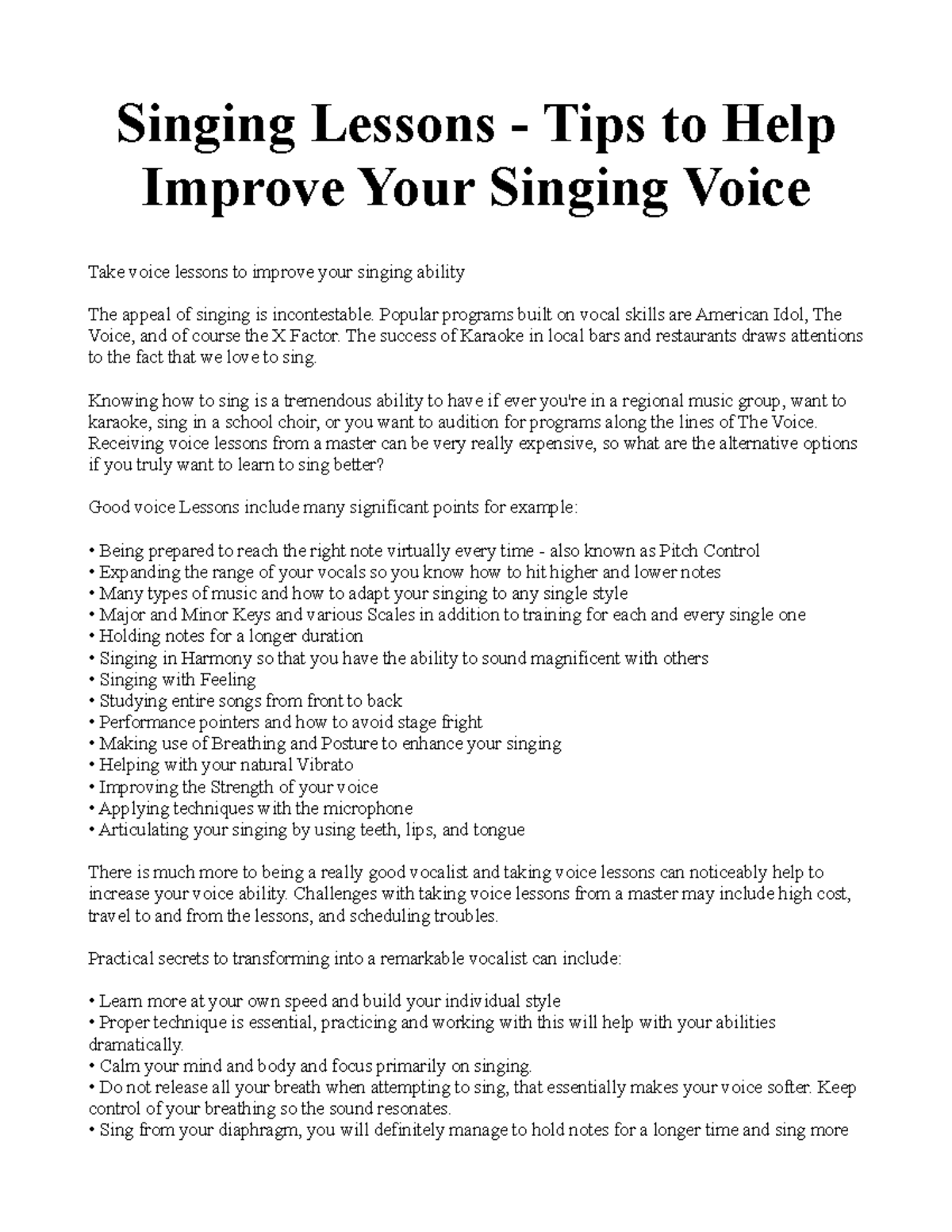 Singing Lessons Tips: Boost Your Vocal Skills with Expert Advice - Studocu