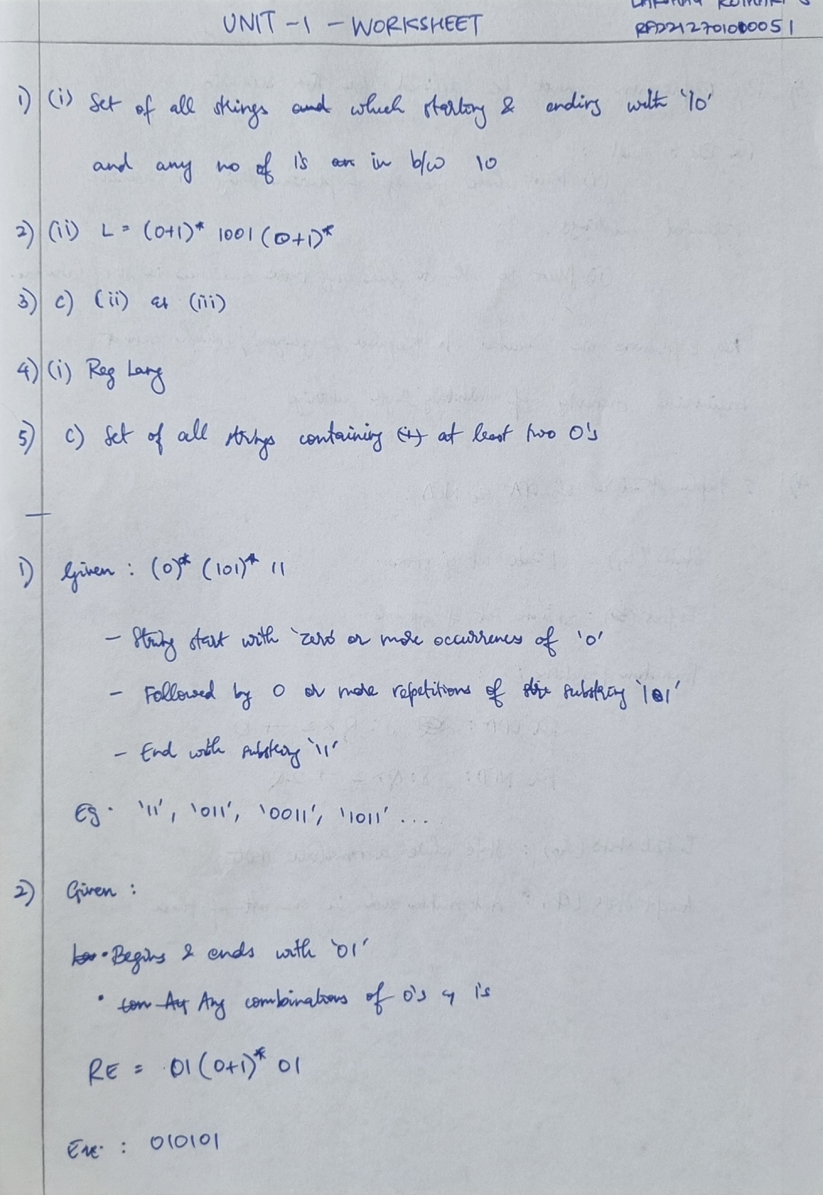 UNIT1Assignment - Unit 1 Assignment Answers - Formal Language and ...