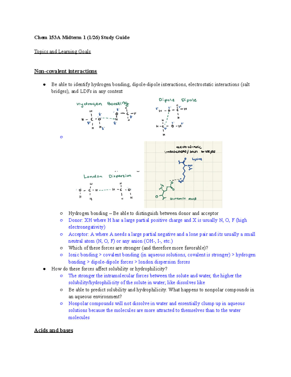 Chem 153A Midterm 1 (1/26) Study Guide: Key Concepts and Topics - Studocu