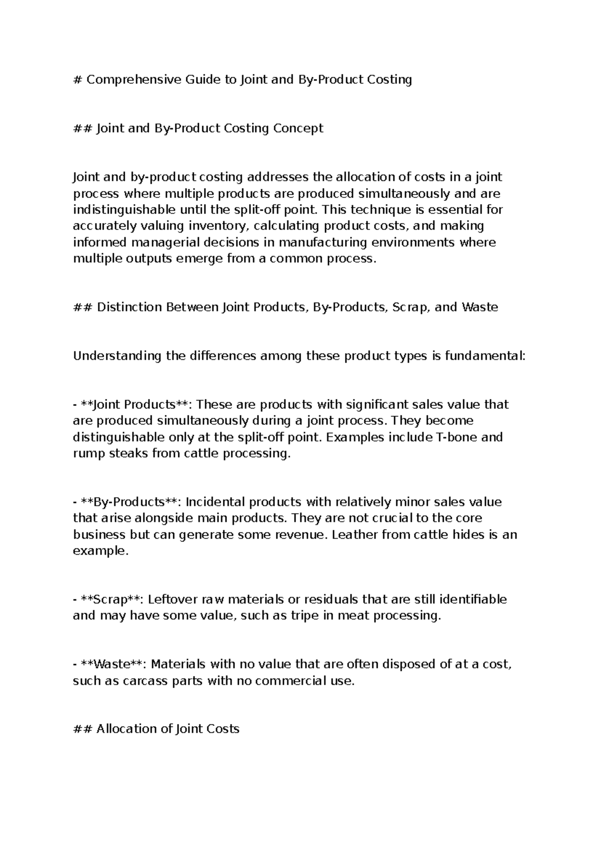 Comprehensive Guide to Joint and By-Product Costing Concepts (ACCT 301 ...