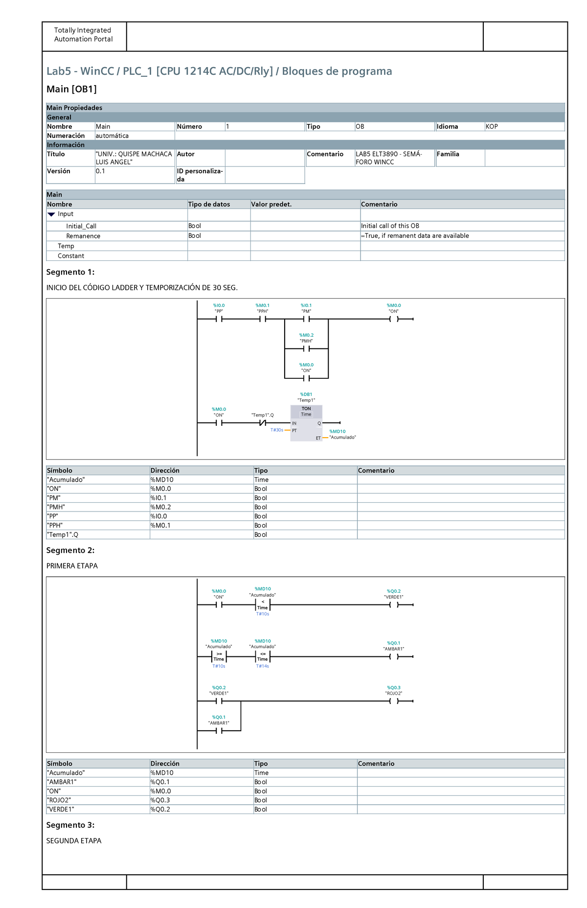 Resumen de Lab 5: Programa PLC WinCO ELT3890 y Código Ladder - Studocu