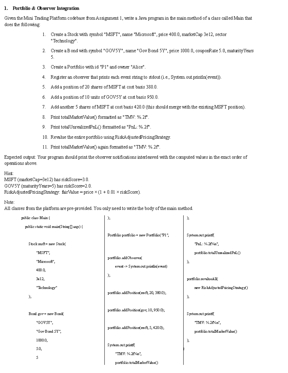 Java Program for Portfolio Observer Integration and Tax Report (CS101 ...