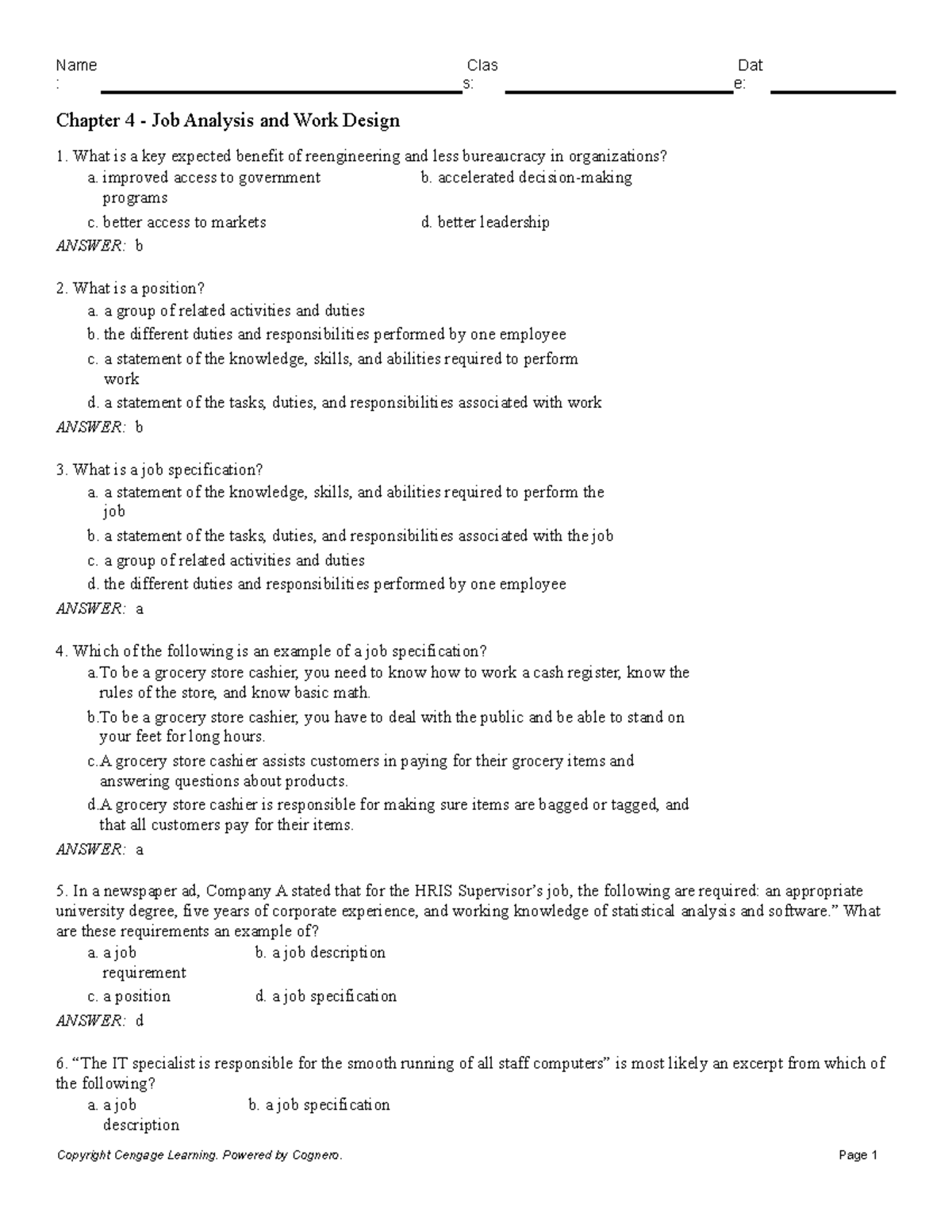 Chapter 4: Insights on Job Analysis & Work Design Concepts - Studocu