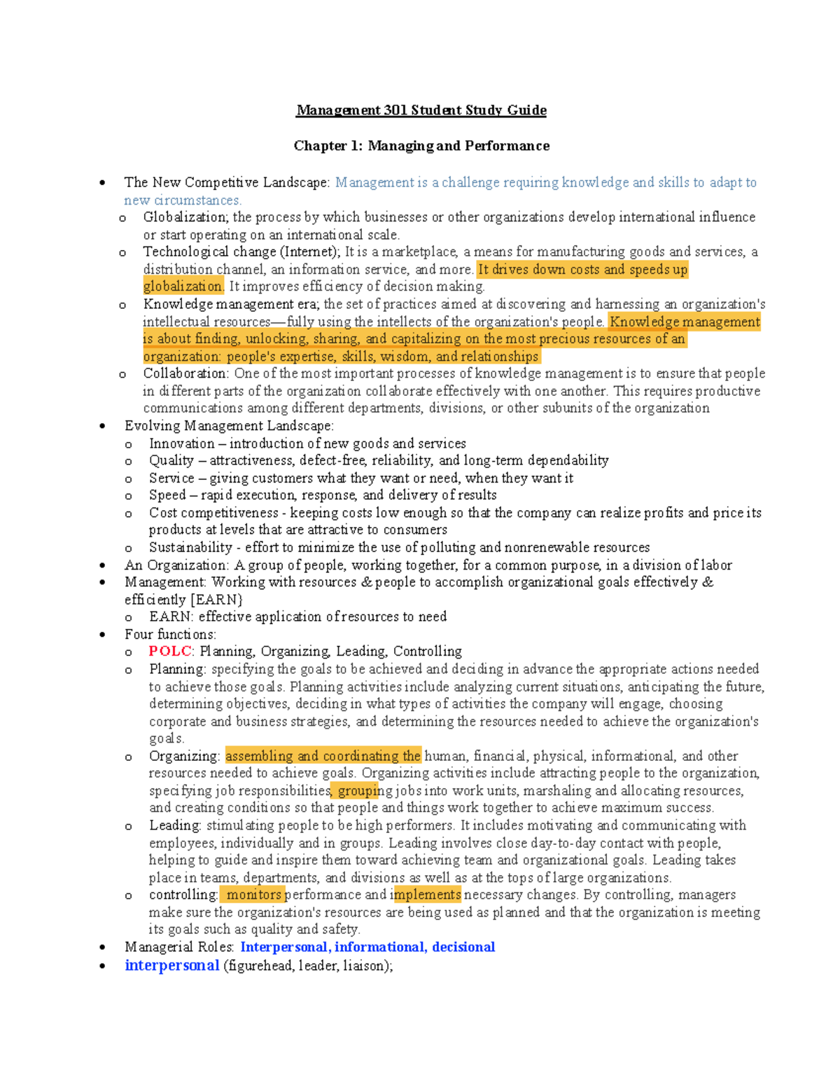 MGT 301 Exam 1 Comprehensive Study Guide for Fall 2020 - Studocu