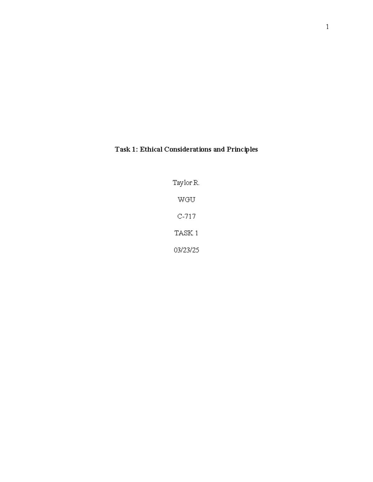C-717 Task 1: Ethical Considerations & Principles Analysis - Studocu