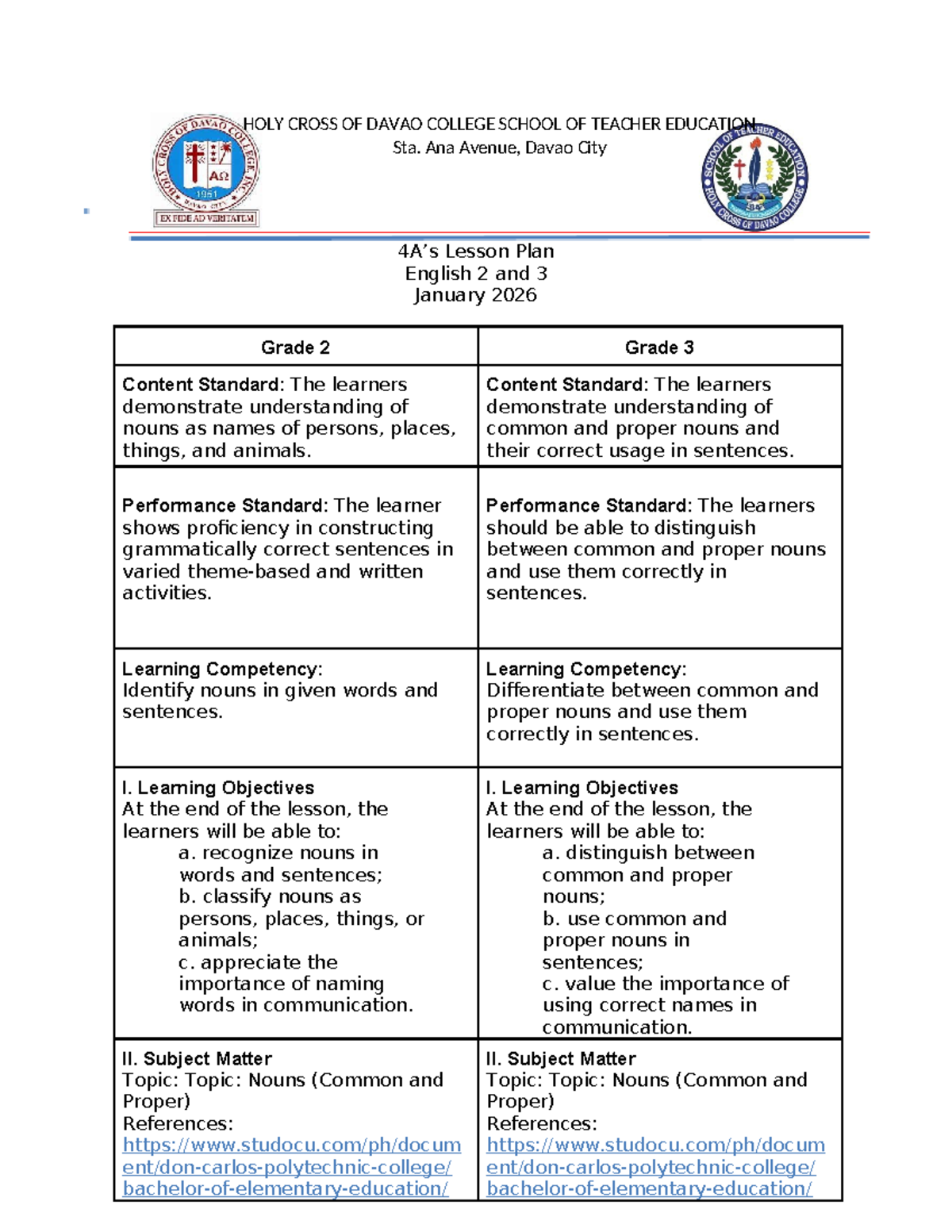 LP- Multi-Grade- Final- Lesson Plan for English 2 & 3 - Studocu