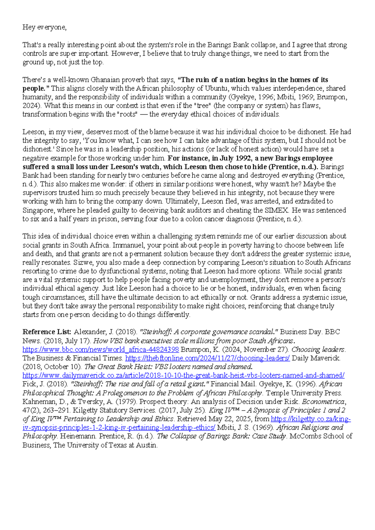 The Ethical Collapse of Barings Bank: A Case Study Analysis (Part 2 ...