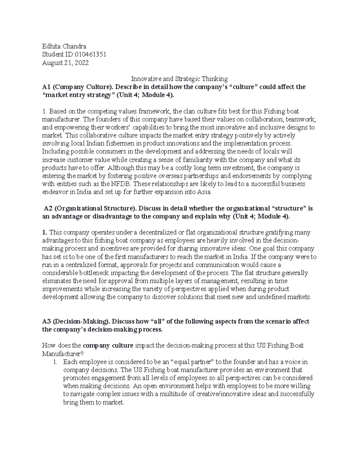 D081 task one - wgu do81 task 1 passed - Sens itivit y: Com pan y- Inte ...
