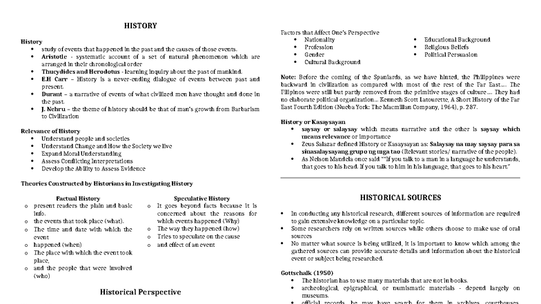 RPH- Reviewer: Understanding Historical Perspectives and Events - Studocu