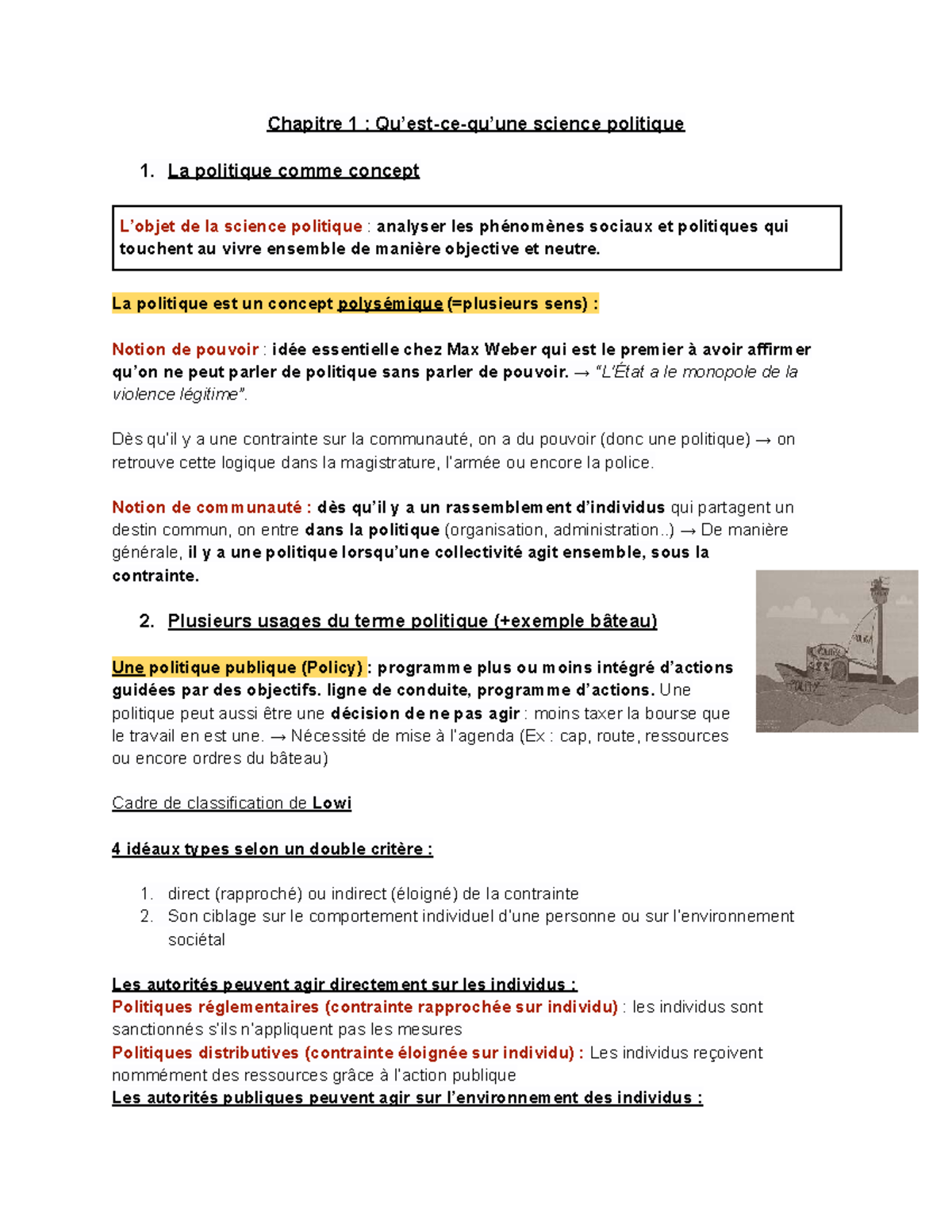 Chapitre 1 : Qu'est-ce que la science politique ? Analyse et Concepts ...