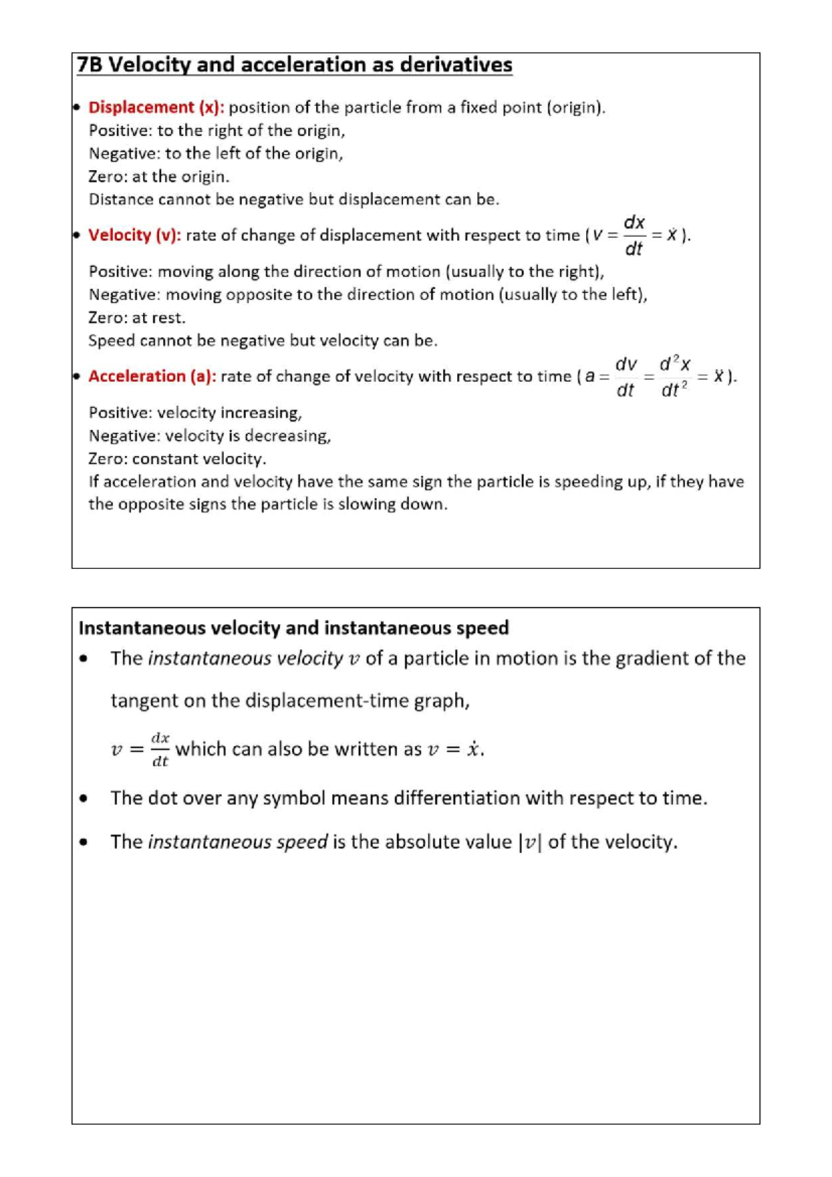 7B Velocity and Acceleration Derivatives: Key Concepts and Examples ...