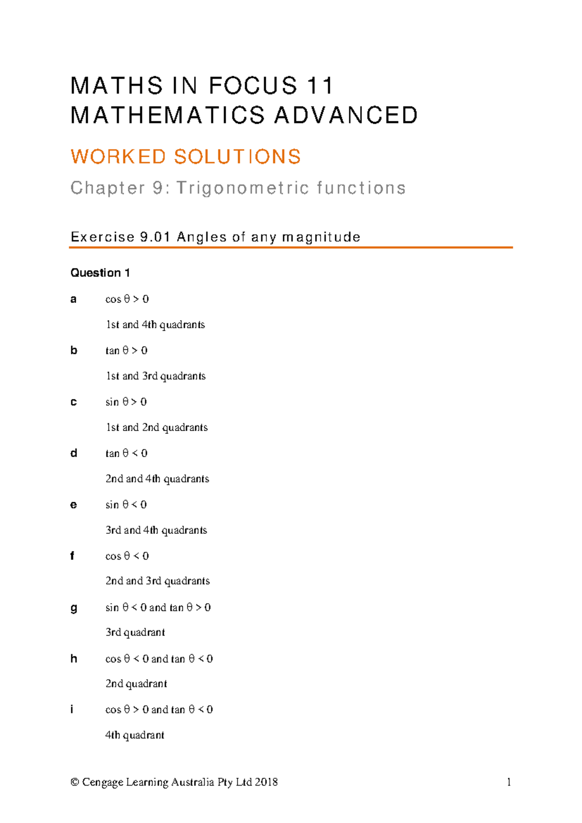Chapter 9 - Worked Solutions for Trigonometric Functions (MATHS 11 ...