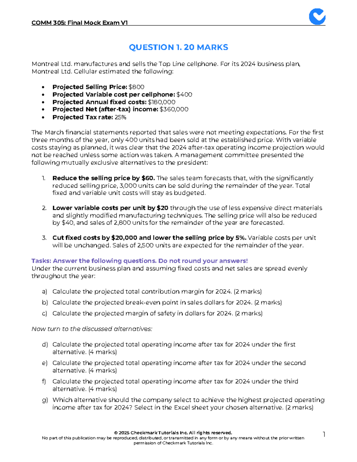 COMM 305: Final Mock Exam V1 - Comprehensive Analysis & Solutions - Studocu
