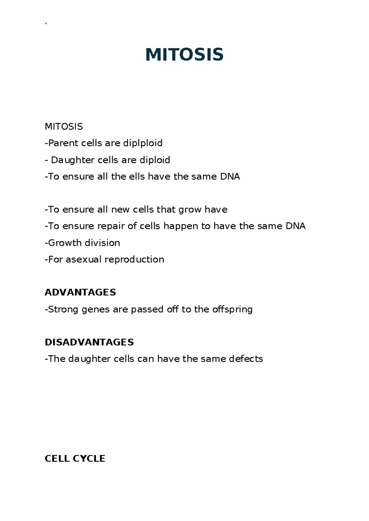 Mitosis Overview and Cell Cycle Details - eee - Studocu