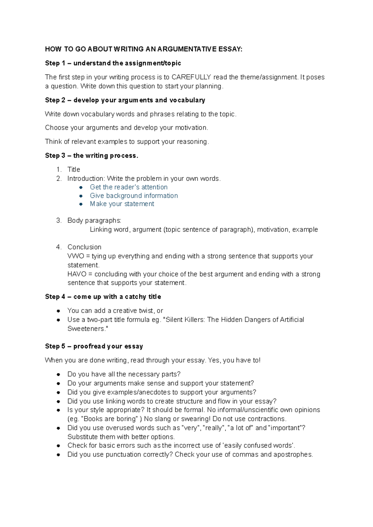 Argumentative Essay Writing Guide: Steps & Tips for Success - Studeersnel