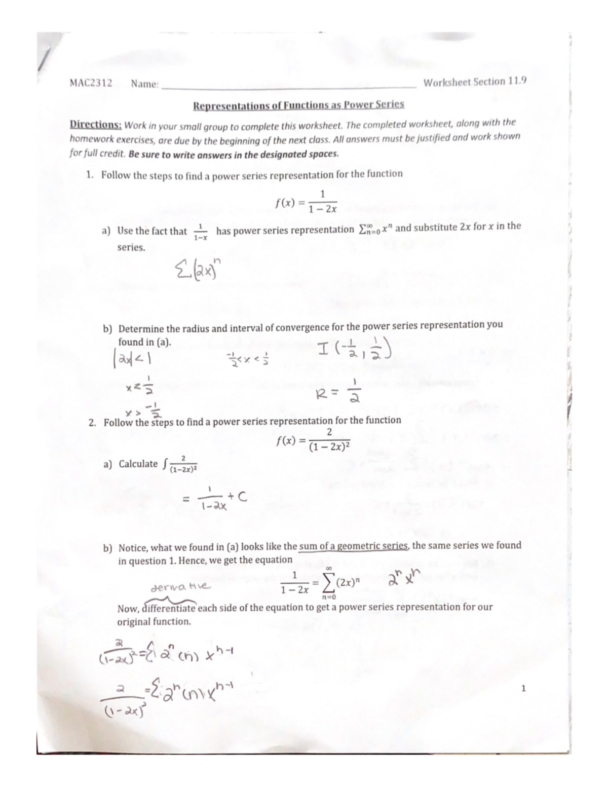 MAC2312 - Worksheet for Section 11.9: Key Concepts and Exercises - Studocu