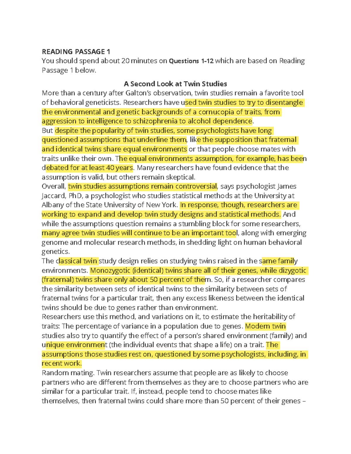 TEST 15 - IELTS Reading Passage Analysis and Questions - Studocu