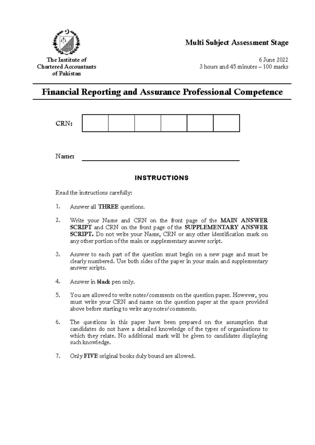 MSA-1-Financial Reporting Assessment - Summer 2022 - Studocu