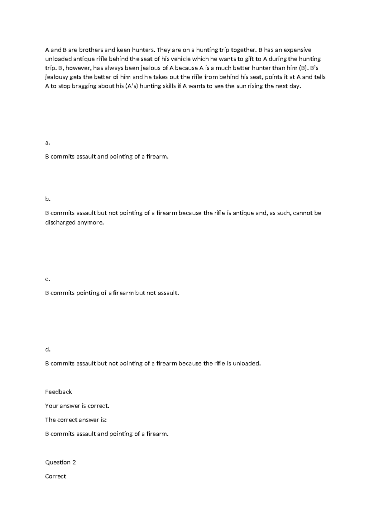 MCQ - Criminal Law Questions for CRW2602 Final Exam - Studocu