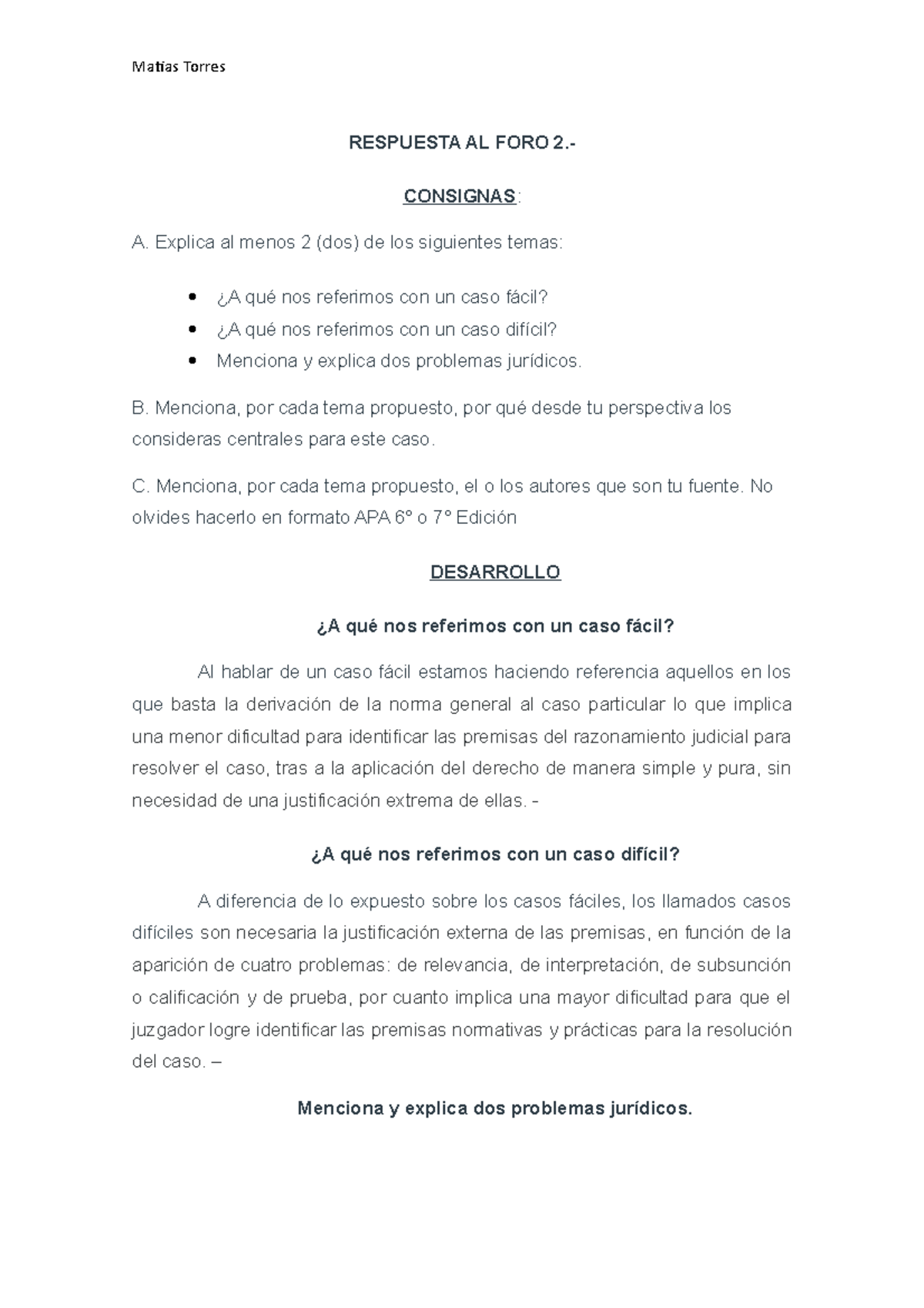 FORO 2 T. ARG. JUR - Aporte al Foro 2 taj - Matias Torres RESPUESTA AL ...