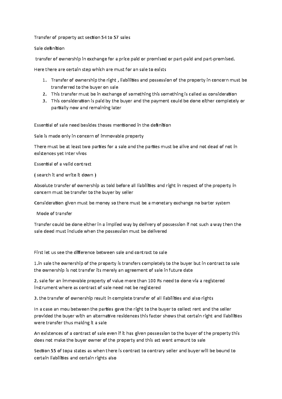 Title: Comprehensive Overview of Transfer of Property Act Sections 54 ...