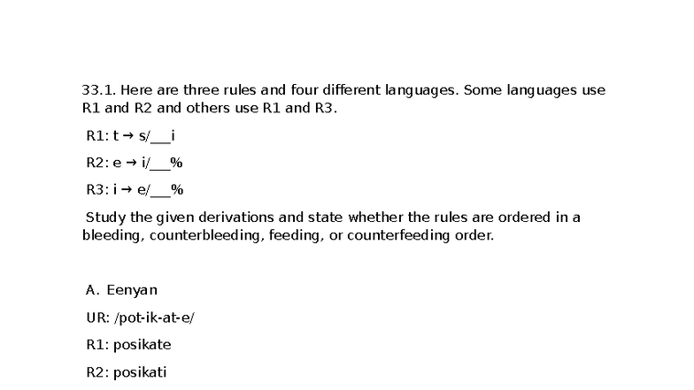 Linguistic Derivations and Rule Orderings - LING 373 Exercises - Studocu