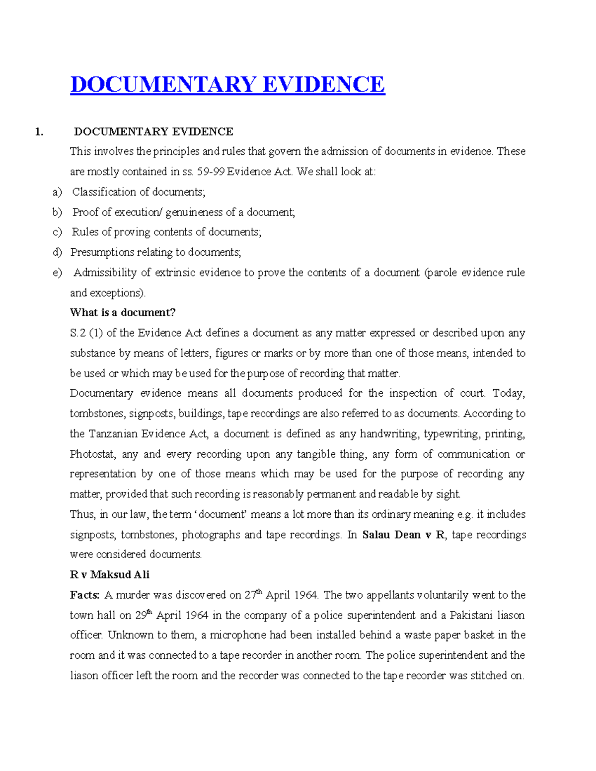 Principles of Documentary Evidence in Law: An In-Depth Analysis - Studocu