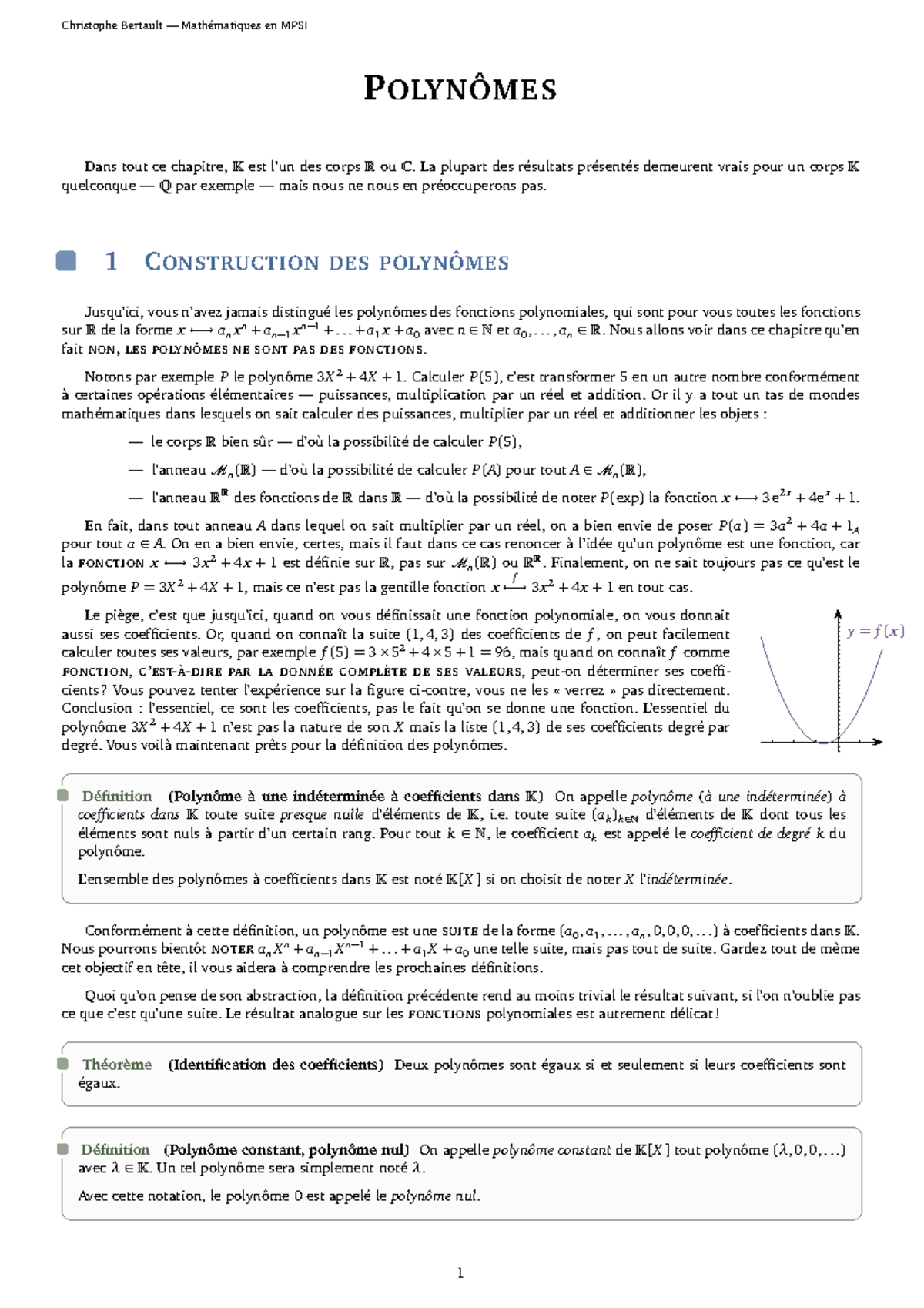 Cours - Polynômes - Construction et Dérivation des Polynômes - Studocu