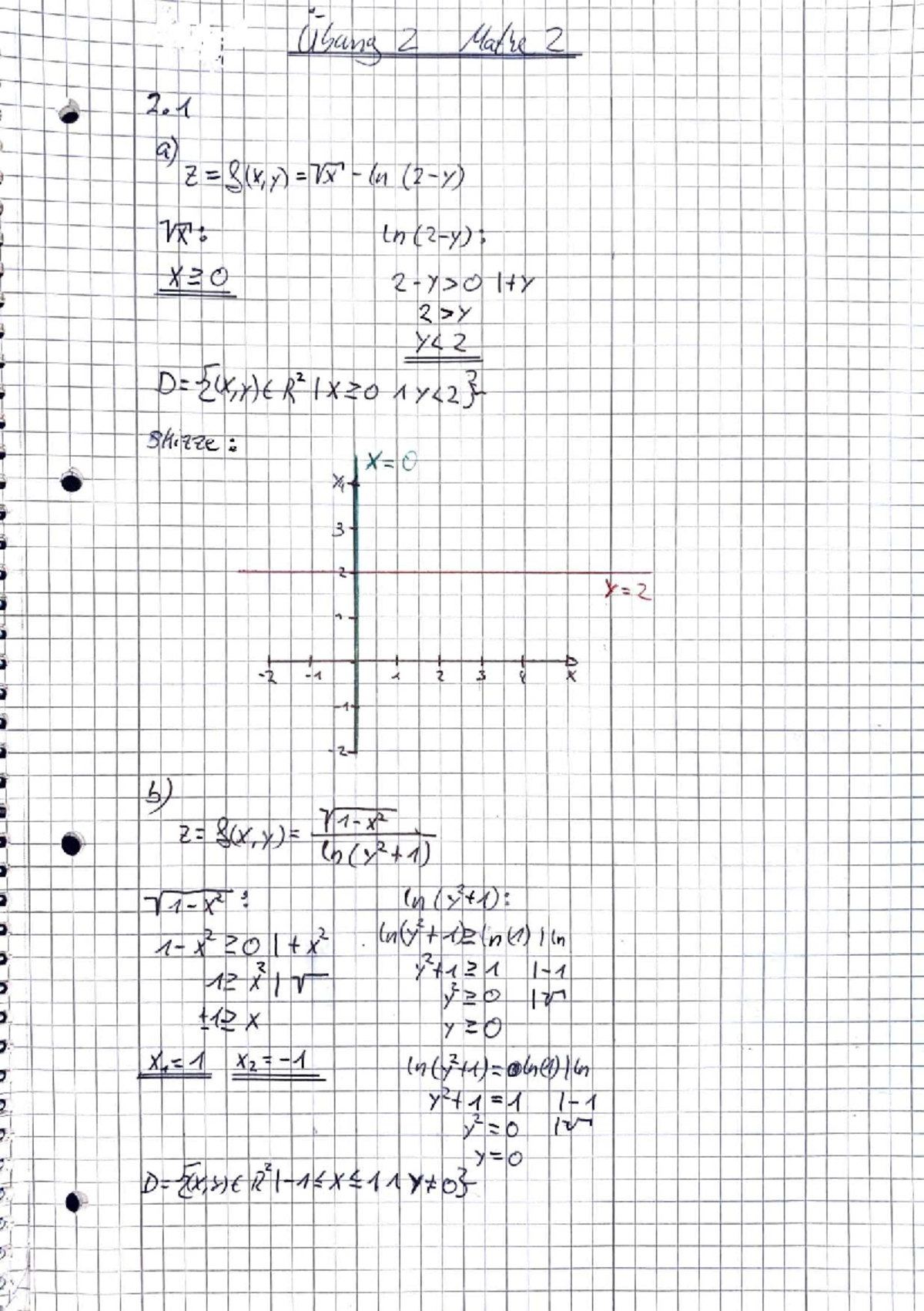 Mathe Übung 2 (fertig) - Lösungen und Skizzen - Studocu