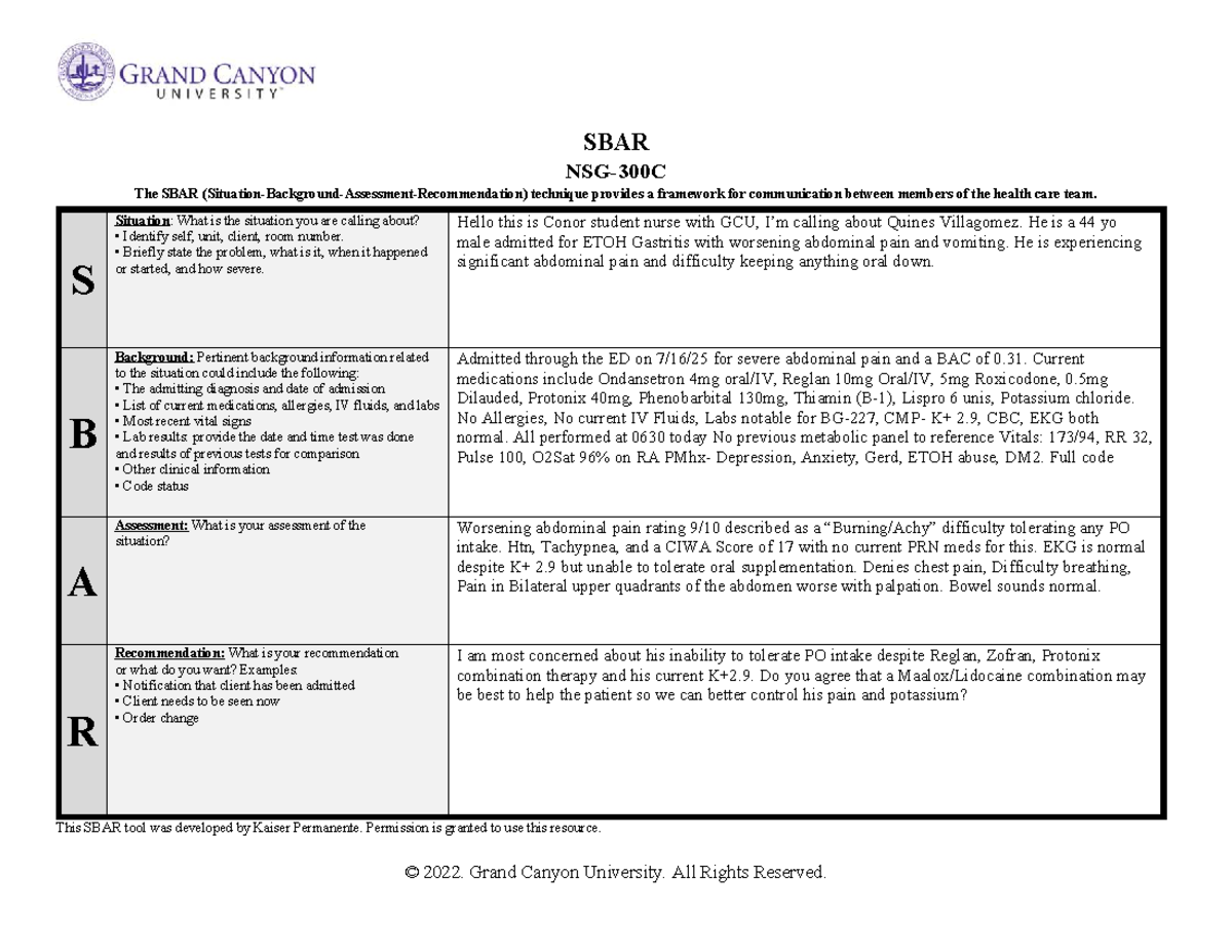 SBAR 4: Effective Communication Framework for Healthcare Teams - Studocu
