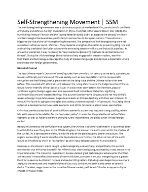 Self Strengthening Movement - Foreign imperialism in China, its 