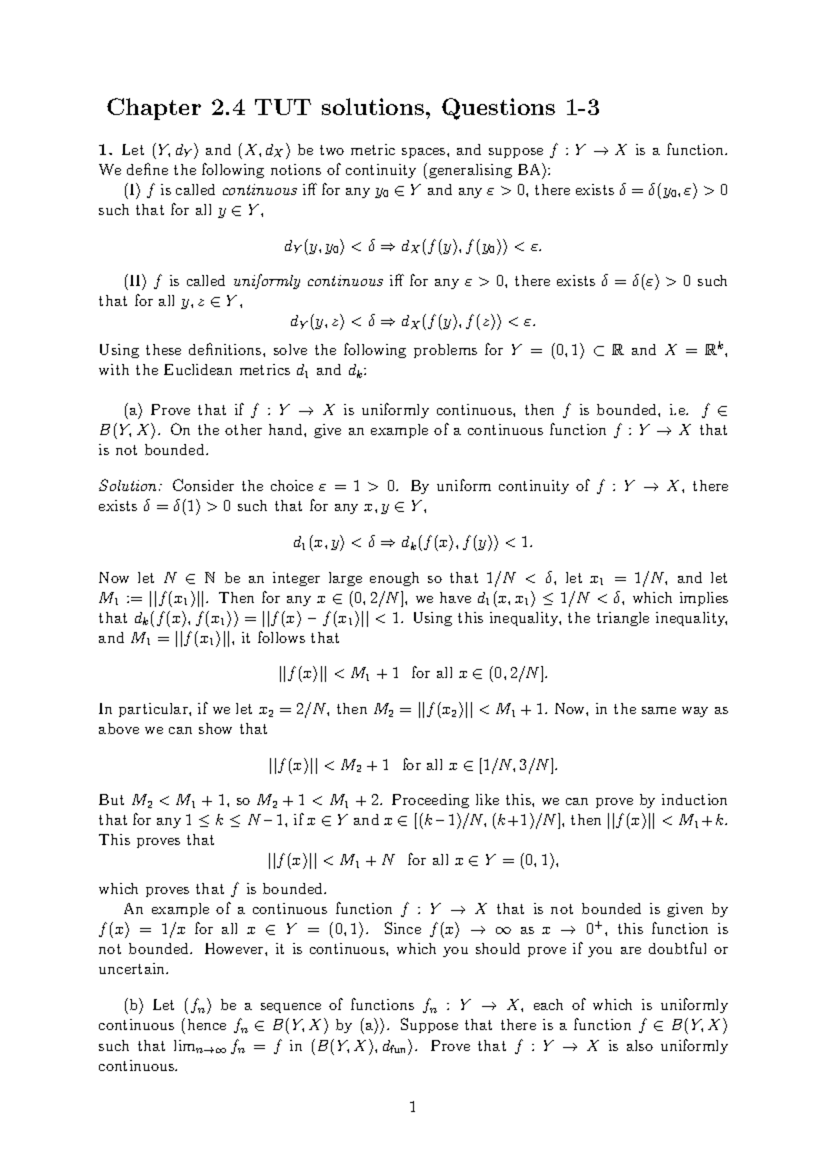 MATH3048/3037 Real Analysis Chapter 2.4 TUT Solutions and Examples ...