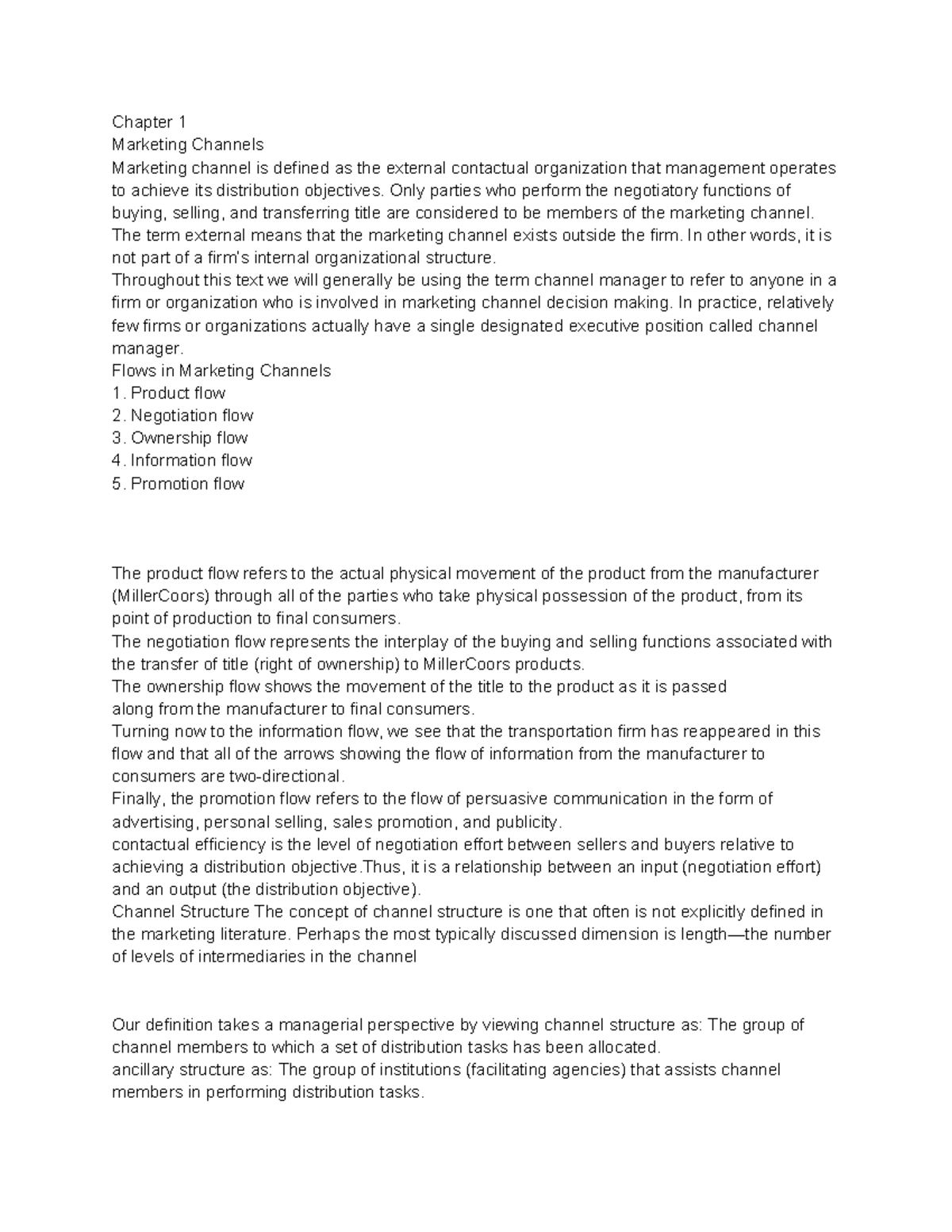 Chapter 1 - Lecture Notes on Marketing Channels (MKT 101) - Studocu