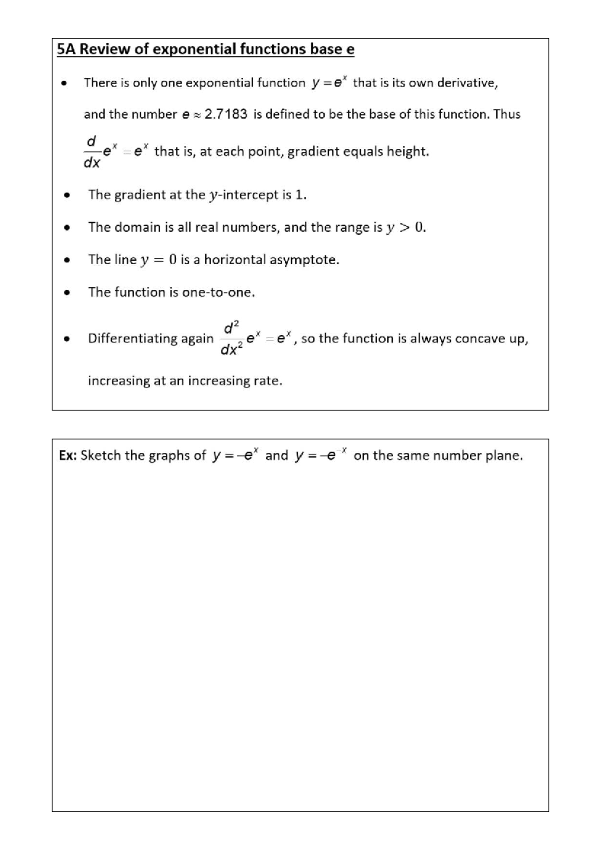 5A Exponential Functions Review: Properties & Graphs - Studocu