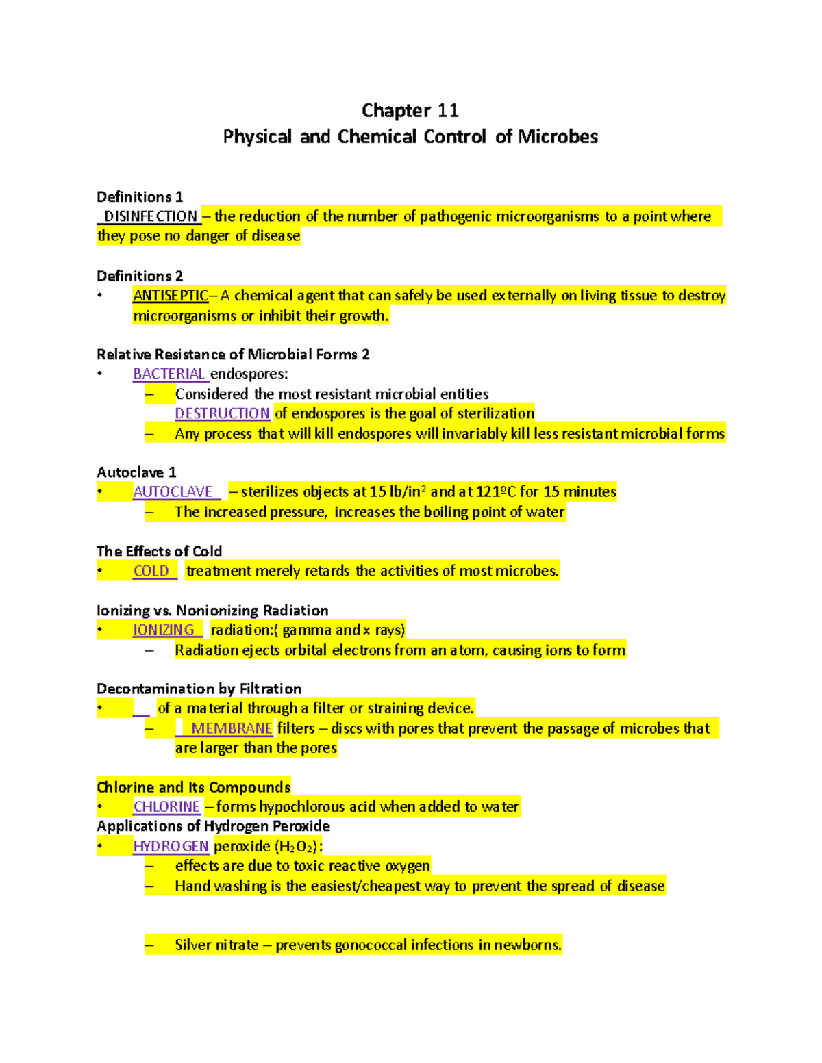 Exam 3 Study Guide - Microbial Control & Antimicrobial Treatment - Studocu