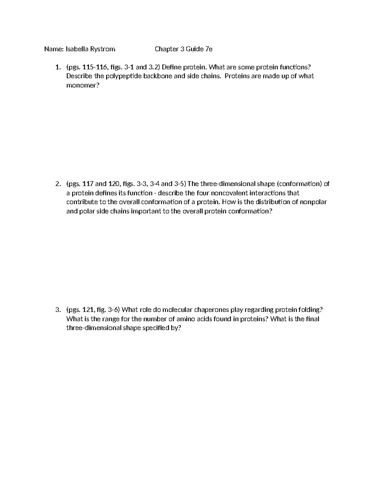 BIO-333 Chapter 3 Protein Structure and Function Guide 7e - Studocu