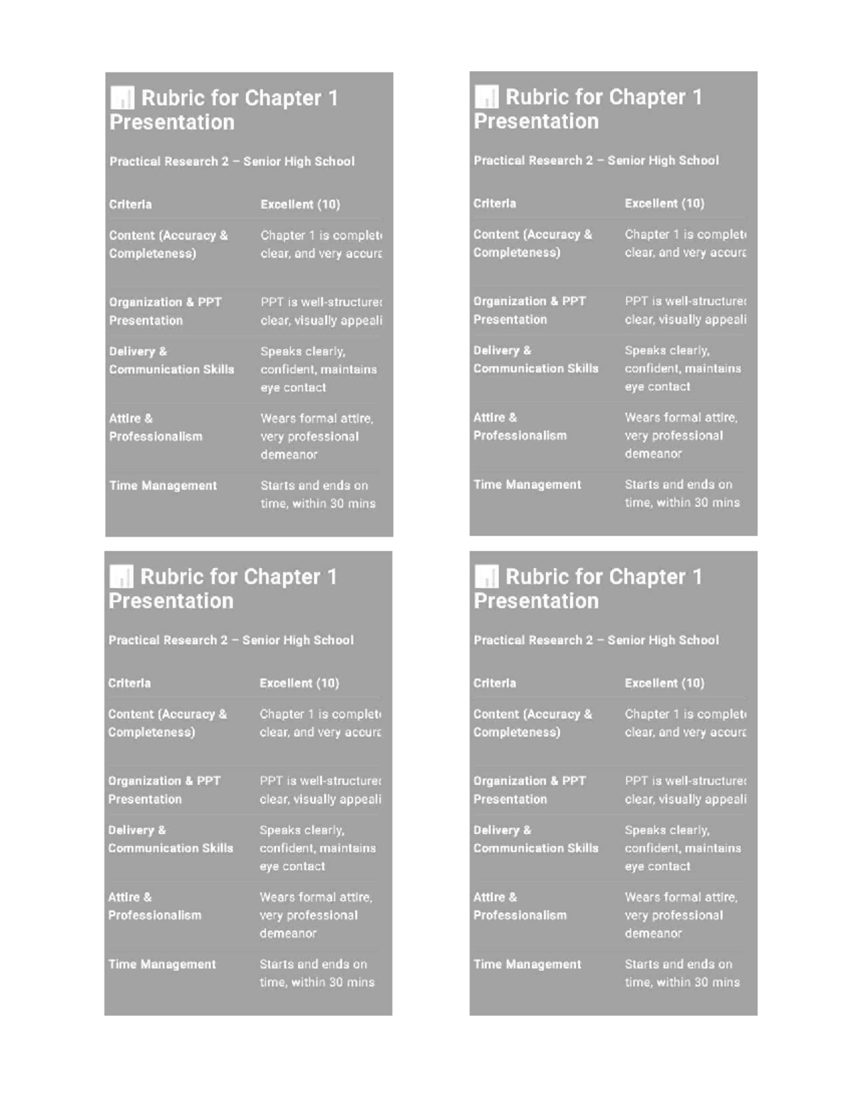 Rubric for Chapter 1 Presentation - Practical Research 2 - Studocu