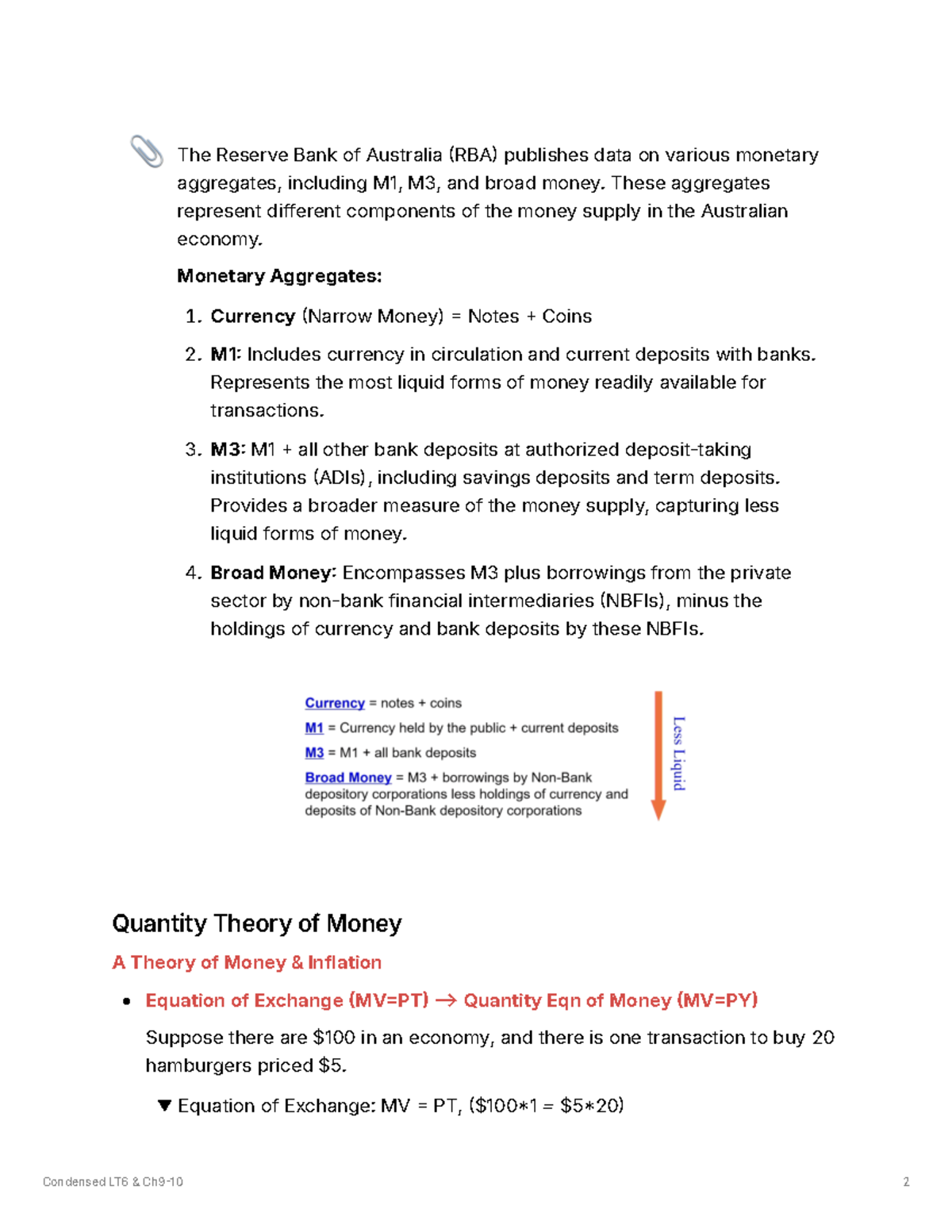 Lecture 6 Notes - The Reserve Bank of Australia RBA publishes data on ...