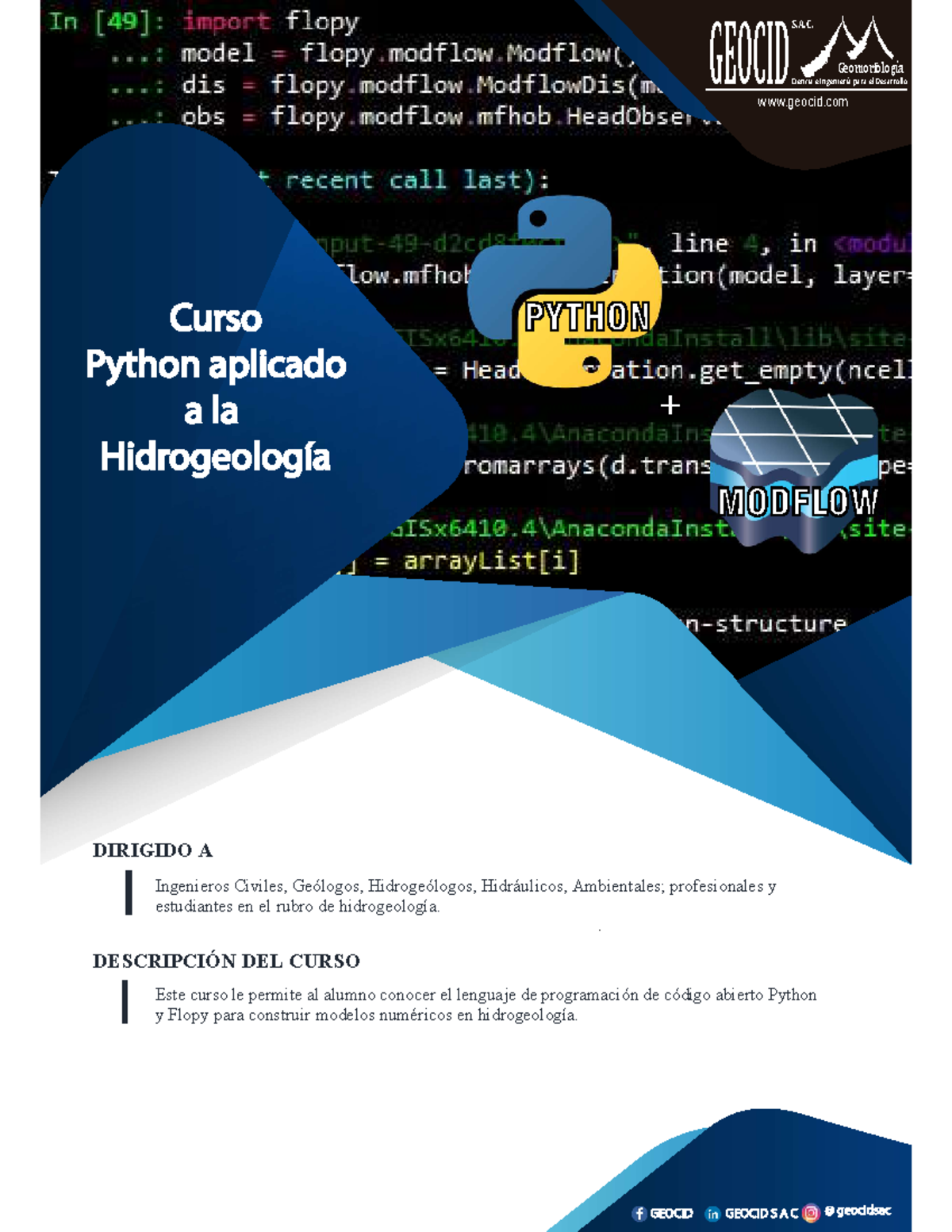Curso de Python y Flopy en Hidrogeología - GEOCID 2021 - Studocu