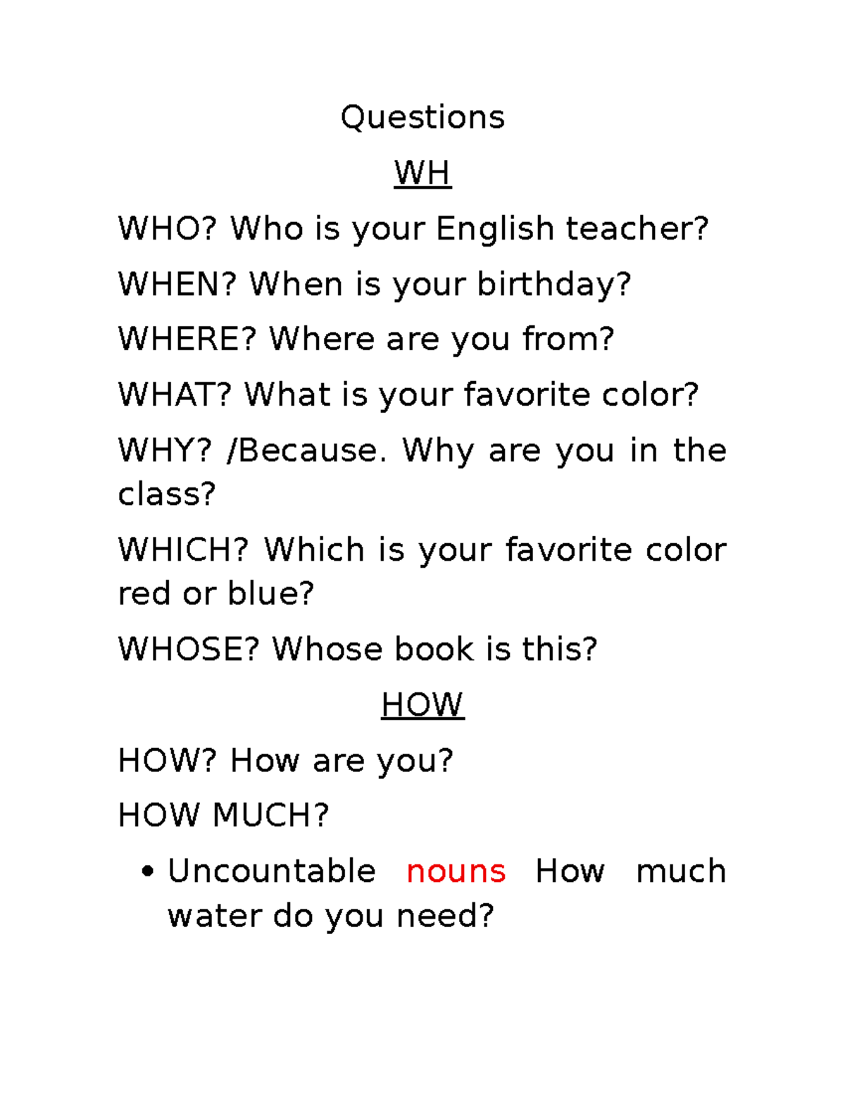 Classwork 1 - Descriptive Questions in English - Studocu