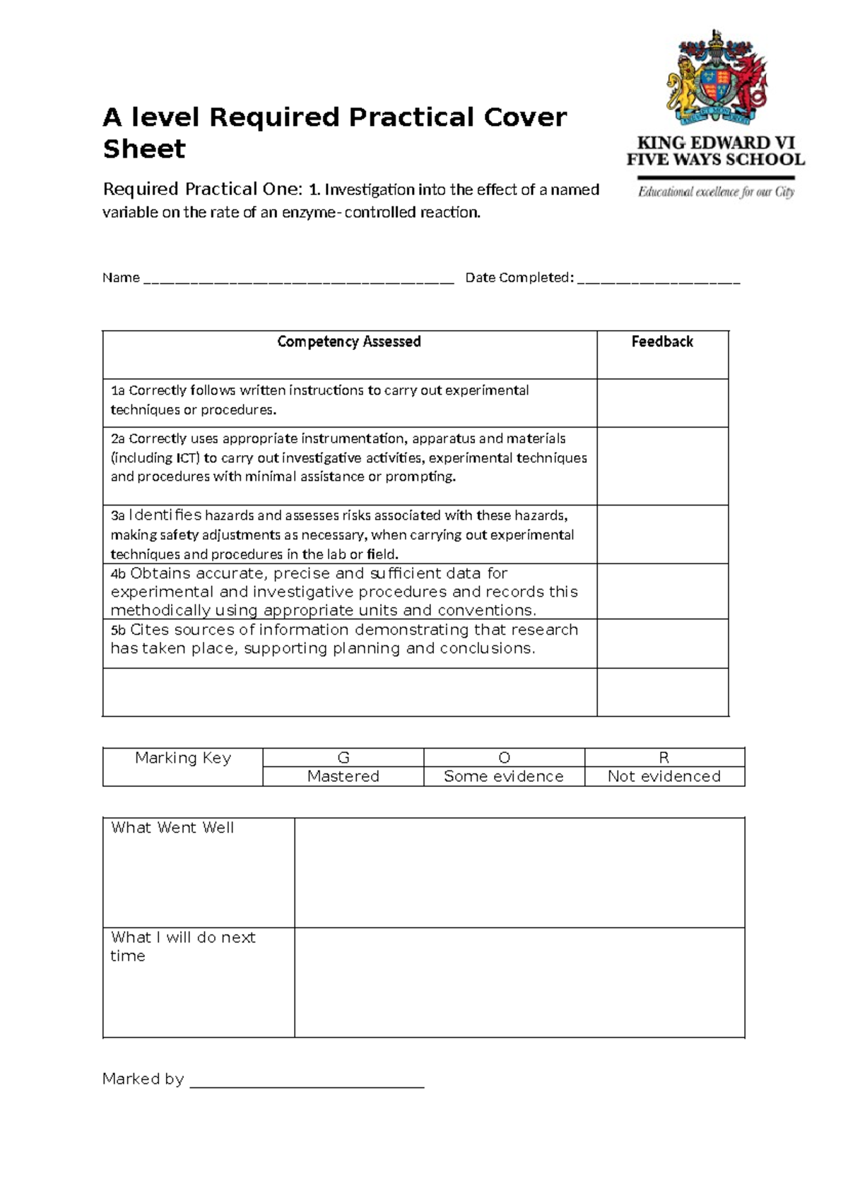 A level Required Practical COv ER Sheets RP1 - A level Required ...